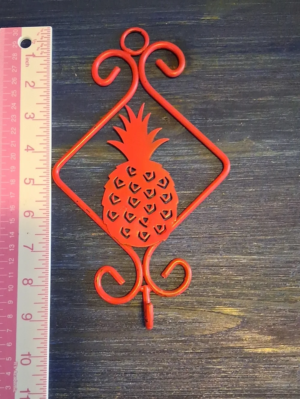 Set of 3 Metal Pineapple Wall Hooks - Decorative Home Accent